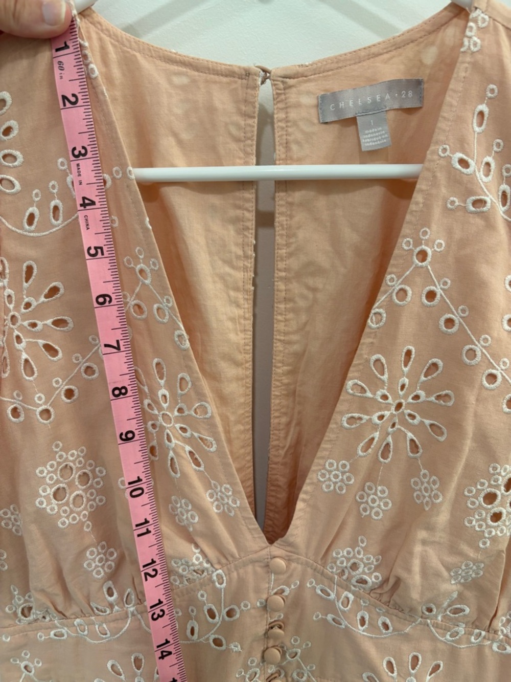 Chelsea28 Blush Pink Embroidered Eyelet Fit and Flare Mini Dress Size Large - Picture 15 of 15